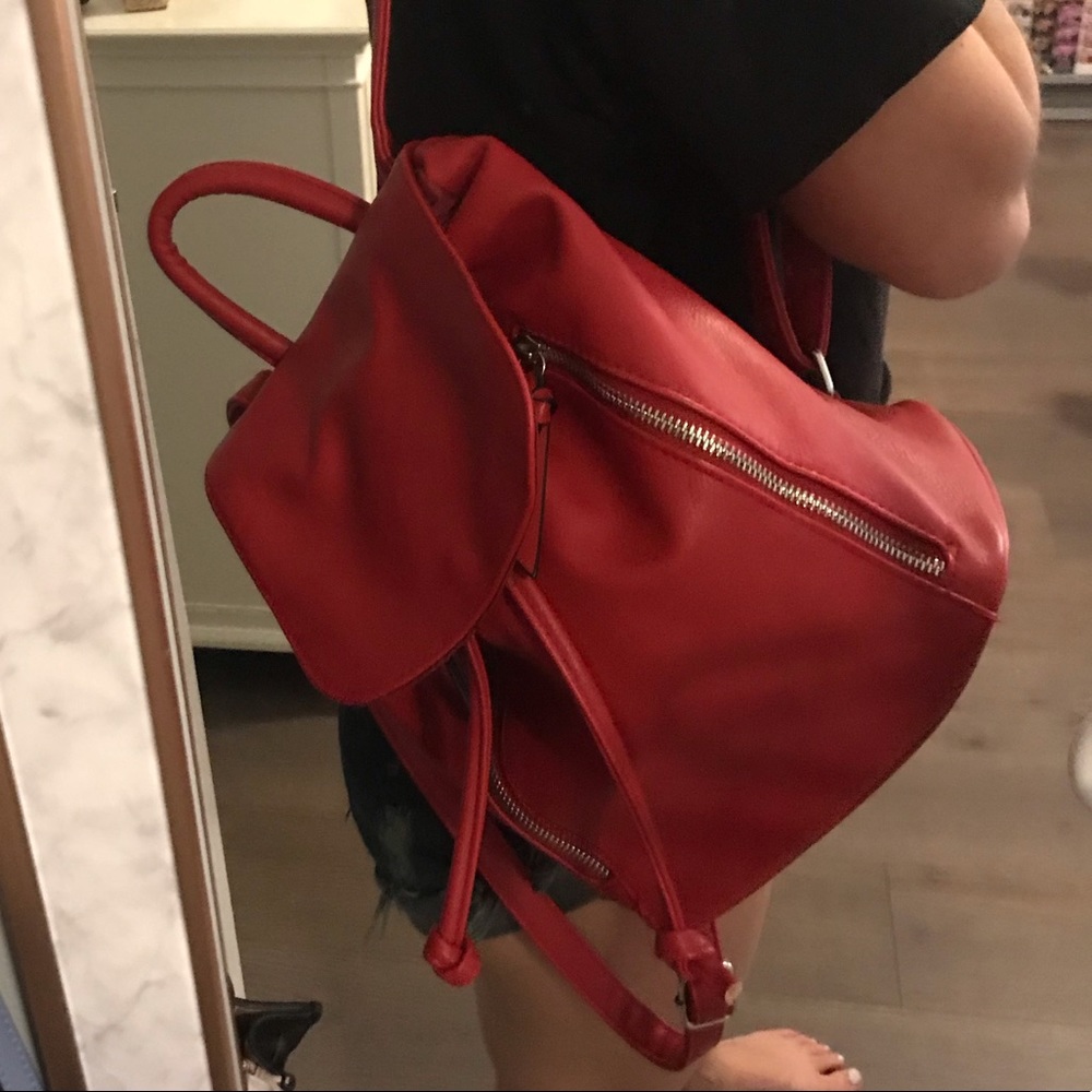 Red backpack purse